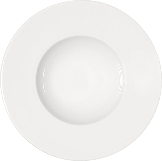 White Flat Plate With Wide Rim 9.9" dia. x 1.7" 12.9 oz Maitre by Bauscher