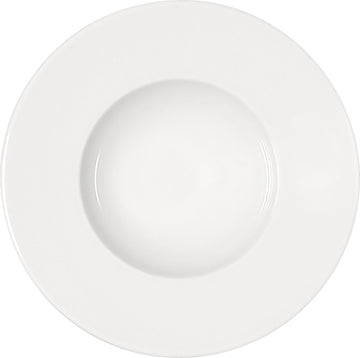 White Flat Plate With Wide Rim 9.9" dia. x 1.7" 12.9 oz Maitre by Bauscher