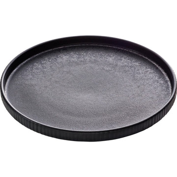 Black Flat Round Plate with Relief 10.6" dia. Nara by Playground