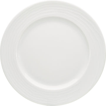 White Flat Plate with Structure Wide Rim 8.2" dia. x 0.8" Maitre by Bauscher