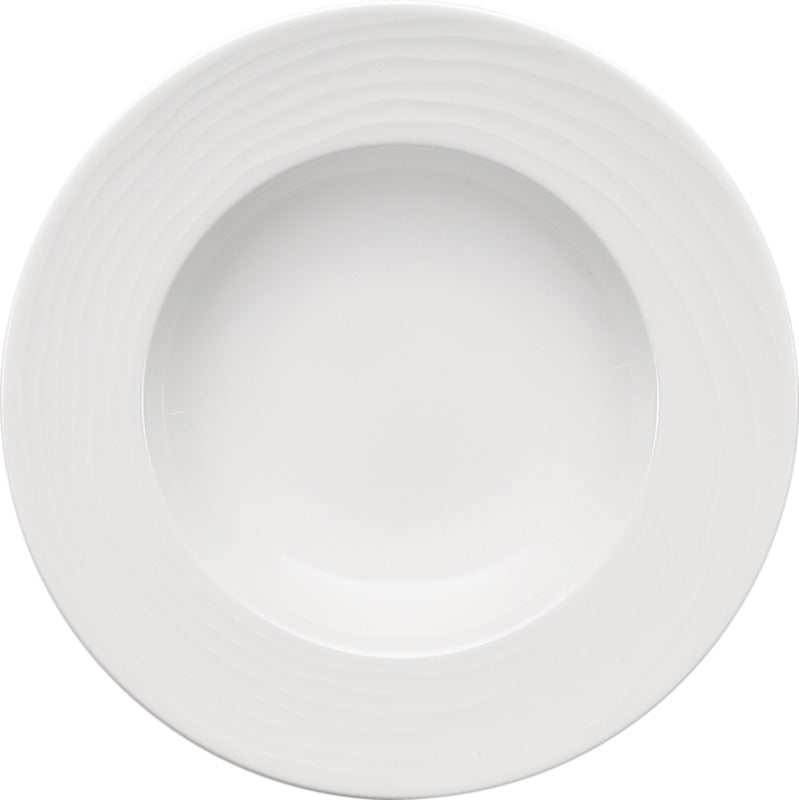 White Deep Plate With Structure Wide Rim 9.8