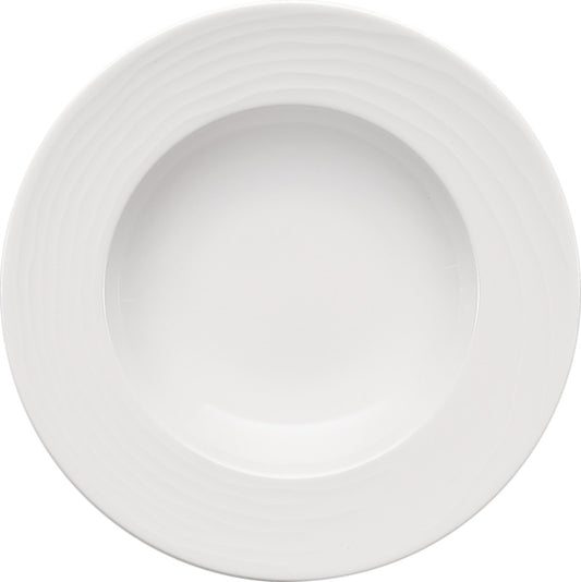 White Deep Plate With Structure Wide Rim 9.8" dia. x 1.7" 11.8 oz Maitre by Bauscher