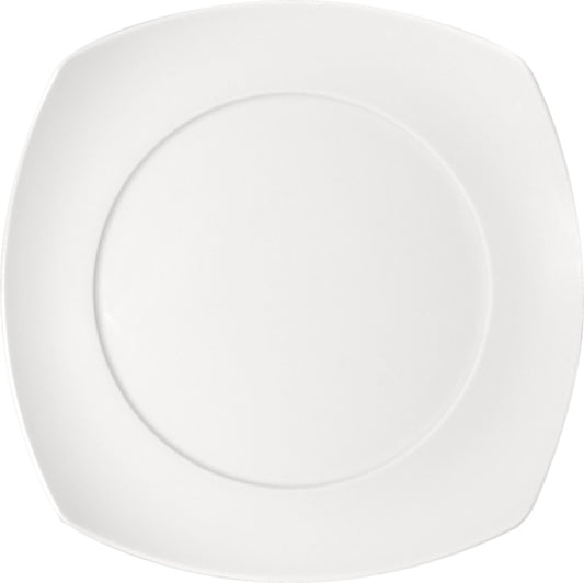 White Square Flat Coupe Plate with Centerwell 9.7" x 9.7" x 1" Options by Bauscher