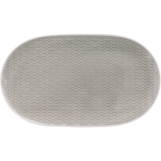 Glow Grey Oval Coupe Platter with Embossment 14.7" x 8.7" Scope by Bauscher