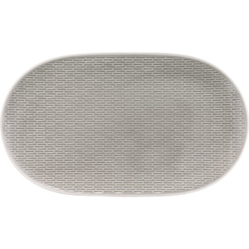 Glow Grey Oval Coupe Platter with Embossment 14.7" x 8.7" Scope by Bauscher
