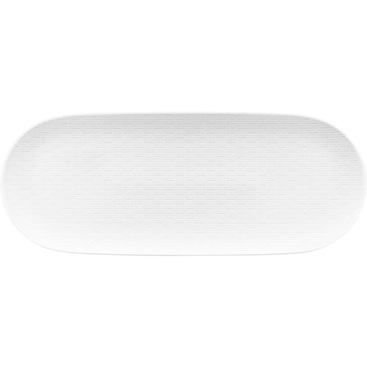 White Oval Coupe Platter with Embossment 18.2" x 7.2" Scope by Bauscher