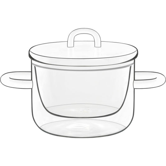 Small Double-wall Serving Pot with Lid 3.7" dia. Glass by Playground