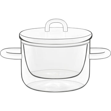 Small Double-wall Serving Pot with Lid 3.7" dia. Glass by Playground