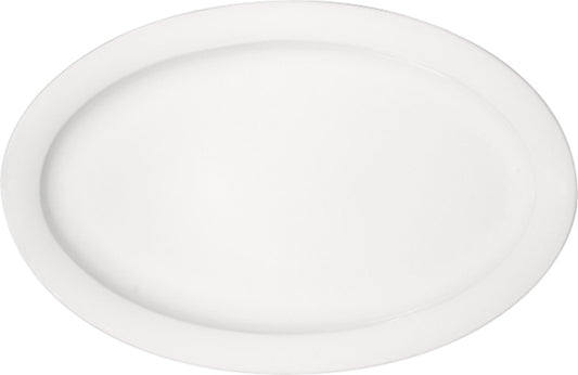 White Oval Platter with Rim 12.6" x 8.2" x 0.9" Dimension by Bauscher