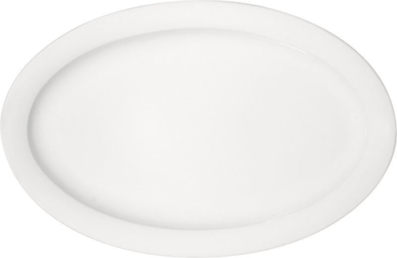 White Oval Platter with Rim 14