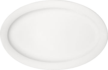 White Oval Platter with Rim 14" x 9.3" x 1" Dimension by Bauscher