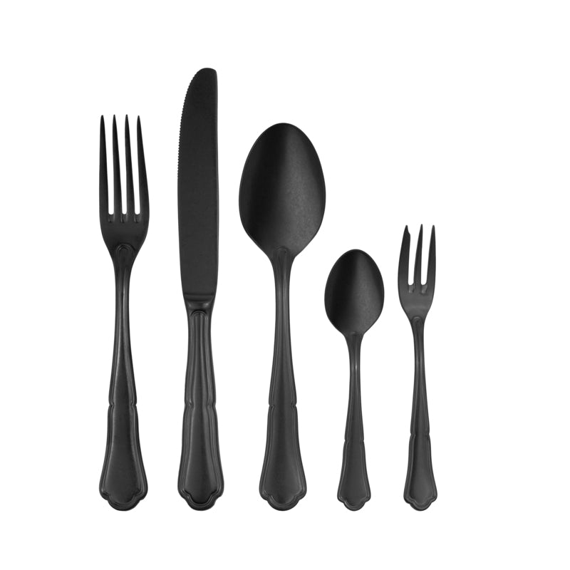 Dessert Fork 7.3" Chippendale PVD Black Stonewashed by Hepp