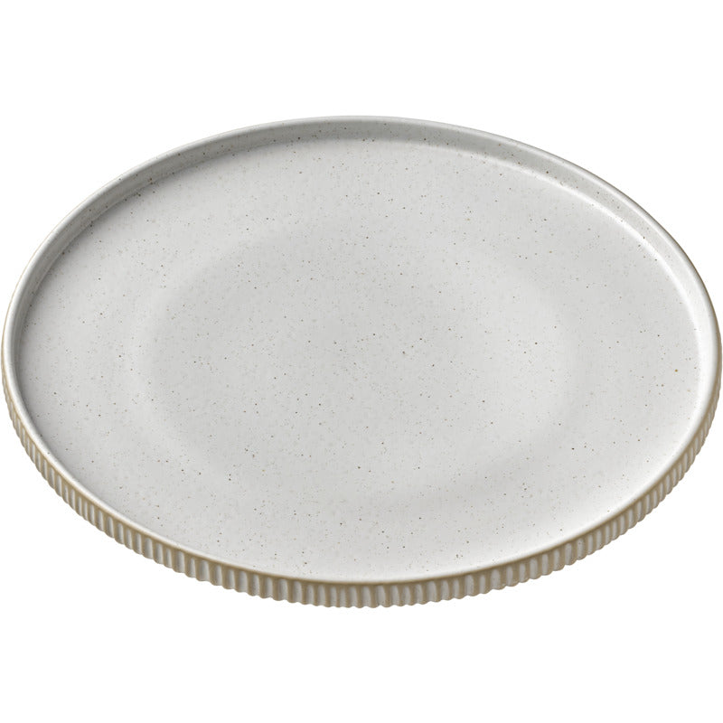 White Flat Round Plate with Relief 8.3" dia. Nara by Playground