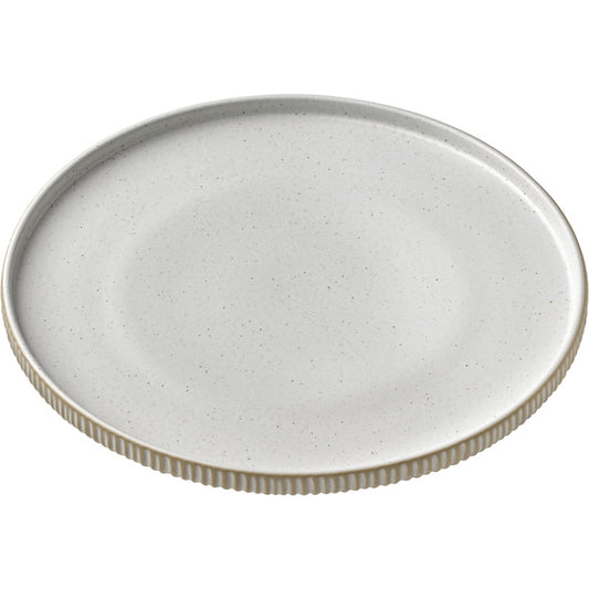 White Flat Round Plate with Relief 8.3" dia. Nara by Playground