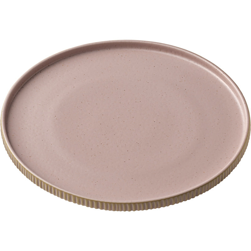 Rosé Flat Round Plate with Relief 8.3