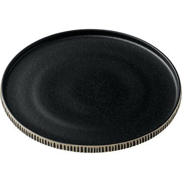 Black & White Flat Round Plate with Relief 10.6" dia. Nara by Playground