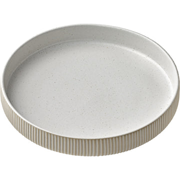White Flat Round Plate with Relief 9.5" dia. Nara by Playground