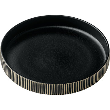 Black & White Flat Round Plate with Relief 9.5" dia. Nara by Playground