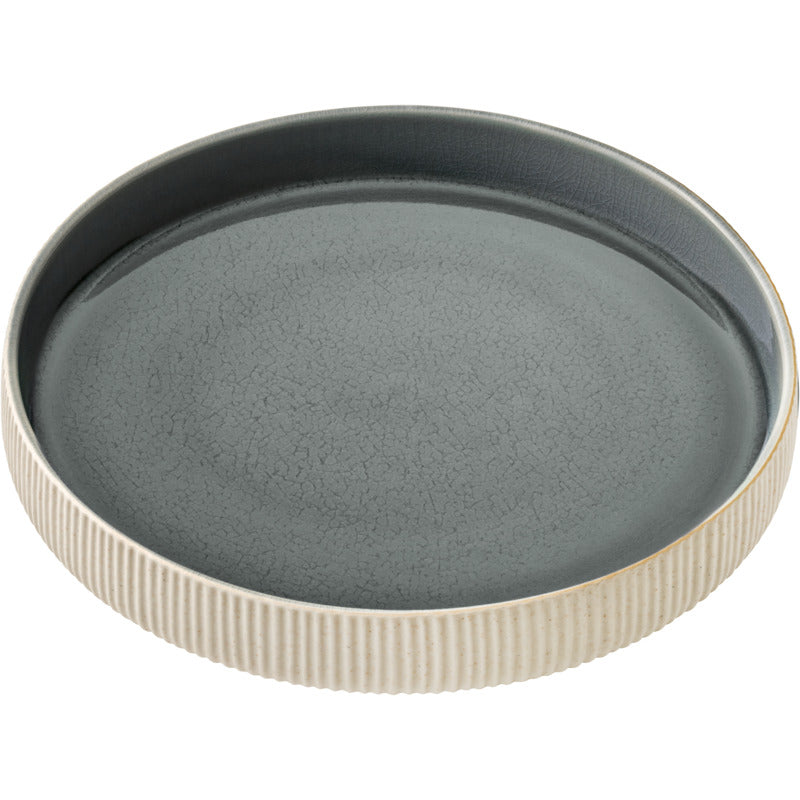 Grey Flat Round Plate with Relief 9.5