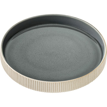 Grey Flat Round Plate with Relief 9.5" dia. Nara by Playground