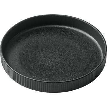 Black Flat Round Plate with Relief 9.5" dia. Nara by Playground