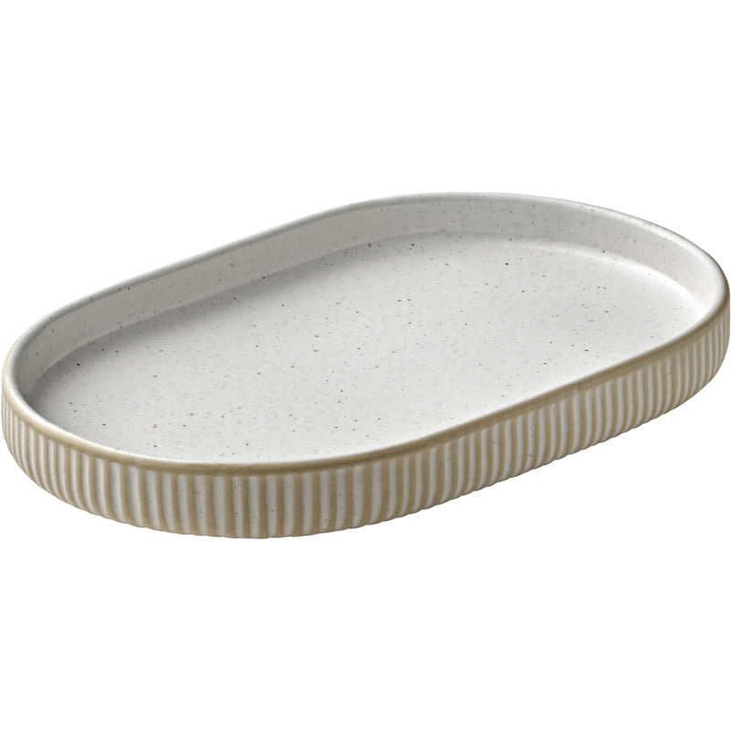 White Oval Coupe Platter with Relief 7.1