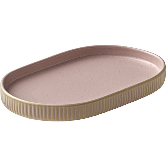 Rosé Oval Coupe Platter with Relief 7.1" x 4.3" Nara by Playground
