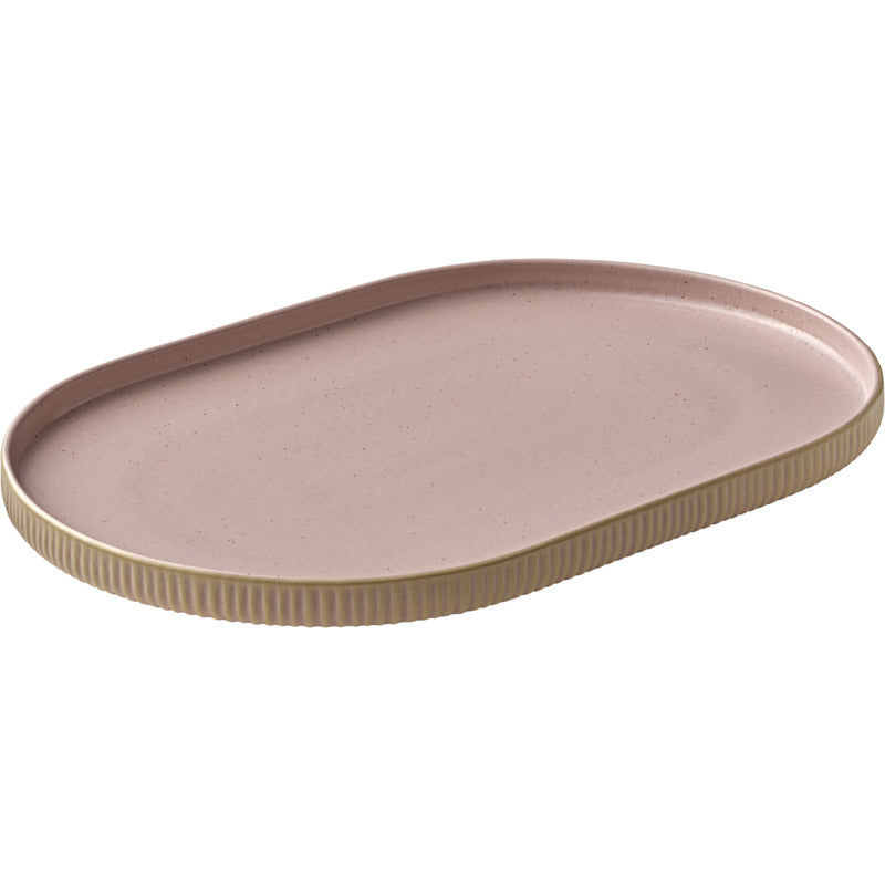 Rosé Oval Coupe Platter with Relief 11.8" x 7.9" Nara by Playground