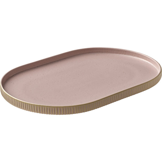 Rosé Oval Coupe Platter with Relief 11.8" x 7.9" Nara by Playground