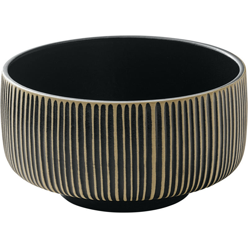 Black & White Round Bowl with Relief 5.9" dia. 29.6 oz Nara by Playground