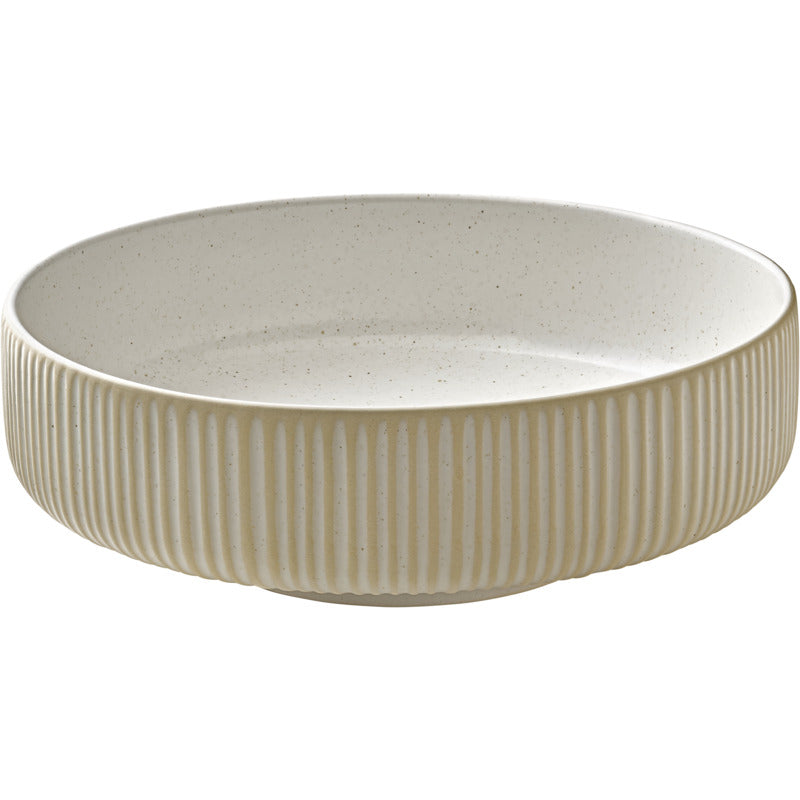 White Round Bowl with Relief 8.3