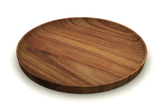Flat Round Plate 9.4" dia. Acacia by Playground