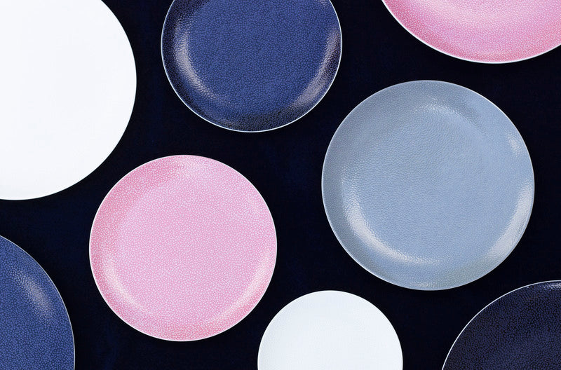 Grey Coupe Plate 8.3" dia. Pearls Light, Dark, Grey, & Pink by Bauscher