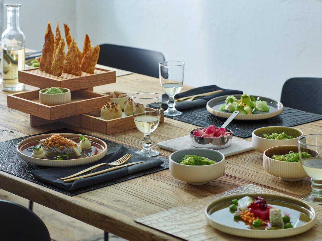 Grey Flat Round Plate 8.3" dia. Nara by Playground