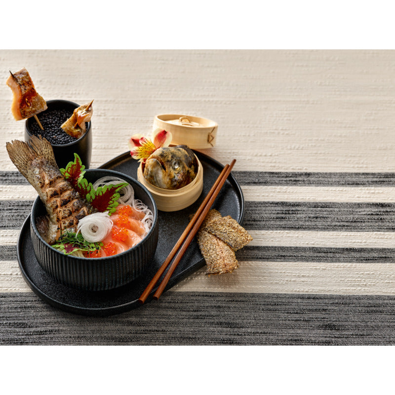 Black Flat Round Plate with Relief 9.5" dia. Nara by Playground