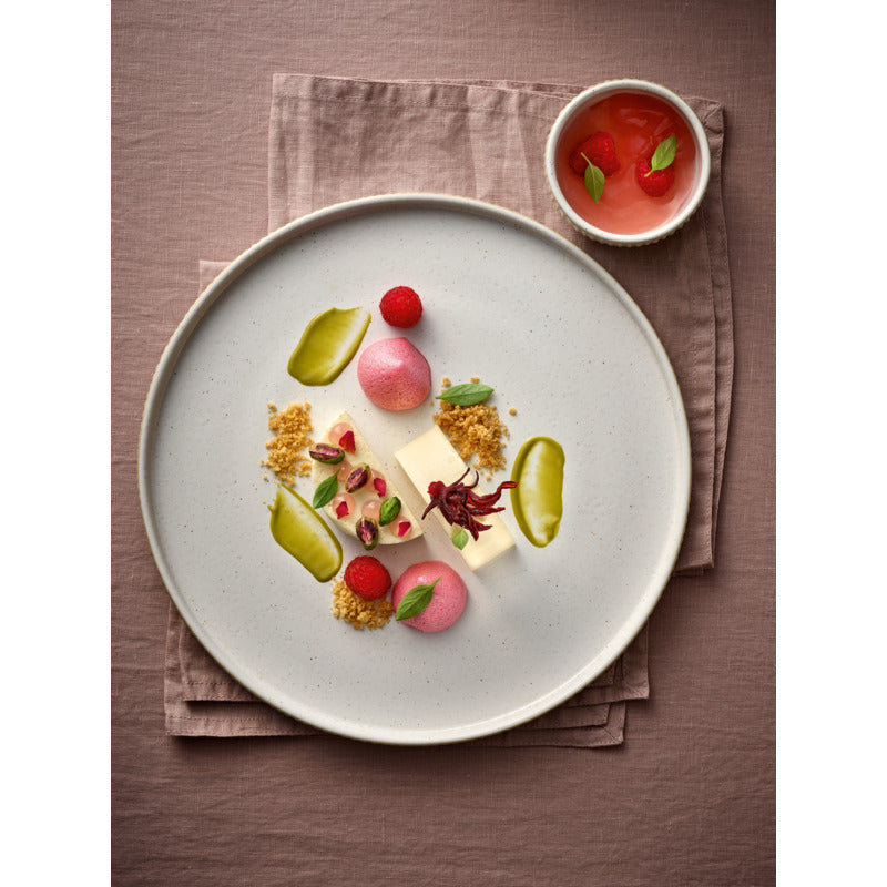 White Flat Round Plate with Relief 8.3" dia. Nara by Playground