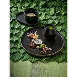 Black & White Oval Coupe Platter with Relief 7.1