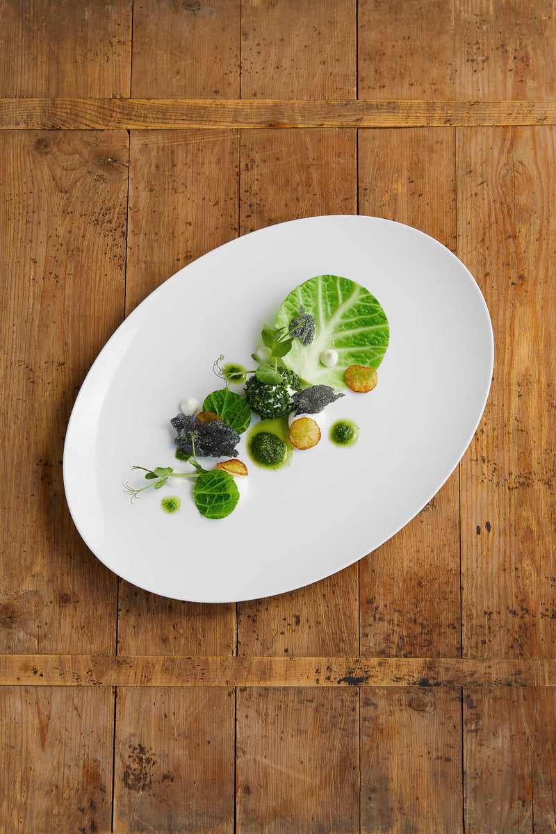 White Oval Coupe Platter 13" x 9.4" x 1" Purity by Bauscher