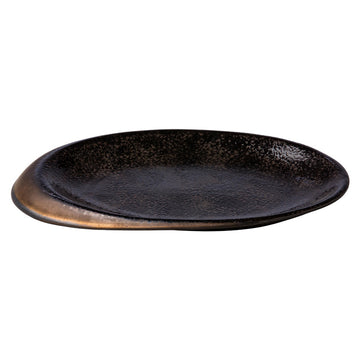 Black and Gold Oval Plate 10.2" x 7.3" x 0.8" Premium by Studio Raw