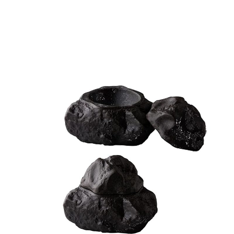 Natural Stone with Lid 6.5" dia. X 5.3" Premium by Studio Raw
