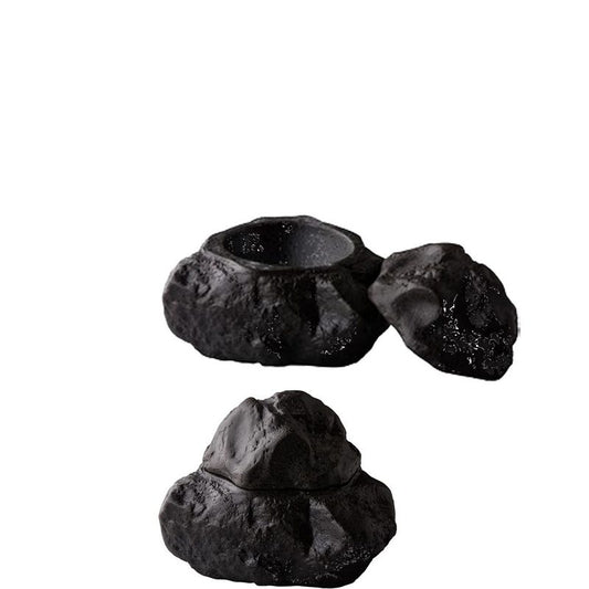 Natural Stone with Lid 6.5" dia. X 5.3" Premium by Studio Raw