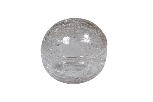 Transparent Crackled Glass Ball w/Lid 4.7" by Studio Raw