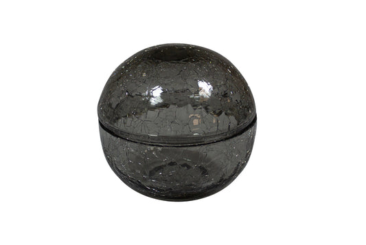 Smoke Crackled Glass Ball w/Lid 4.7" by Studio Raw
