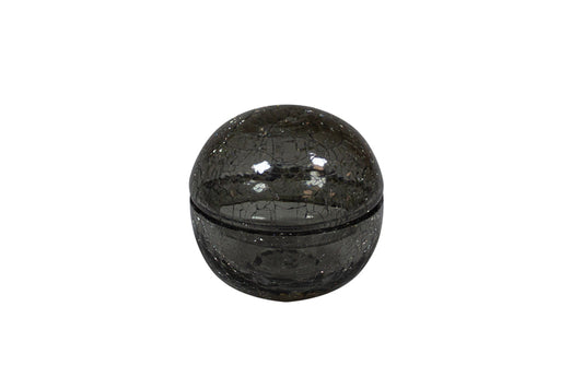 Smoke Crackled Glass Ball w/Lid 3.0" by Studio Raw