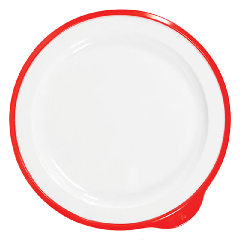 White Large Low Plate with Red Rim 9.5