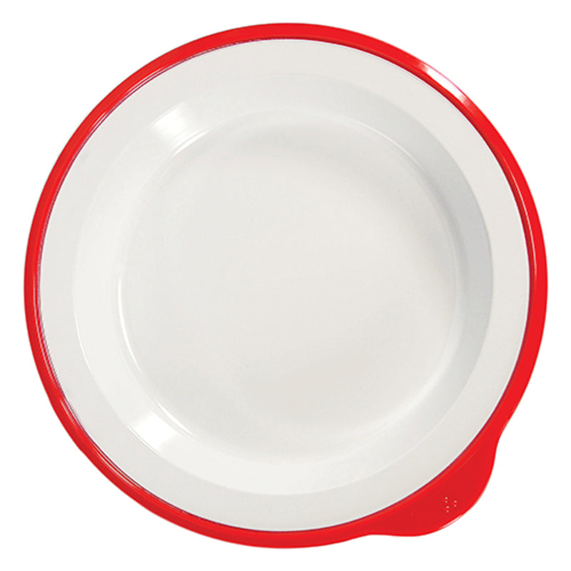 White Large Deep Plate with Red Rim 9.5