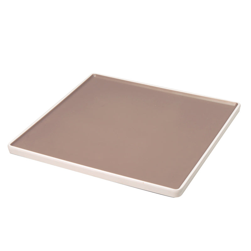 White and taupe Large Square Plate 12.0