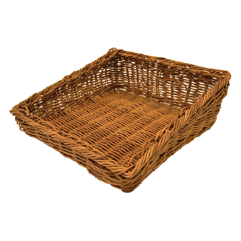 Brown Angled Poly Wicker Basket 13.3