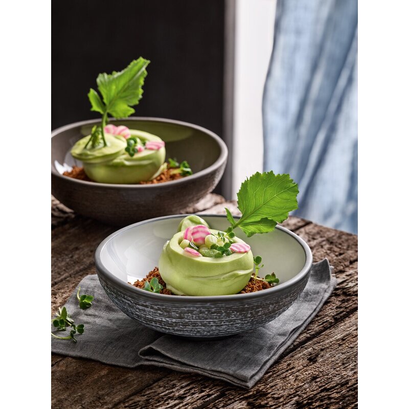 Taupe Bowl with Embossment 6.7